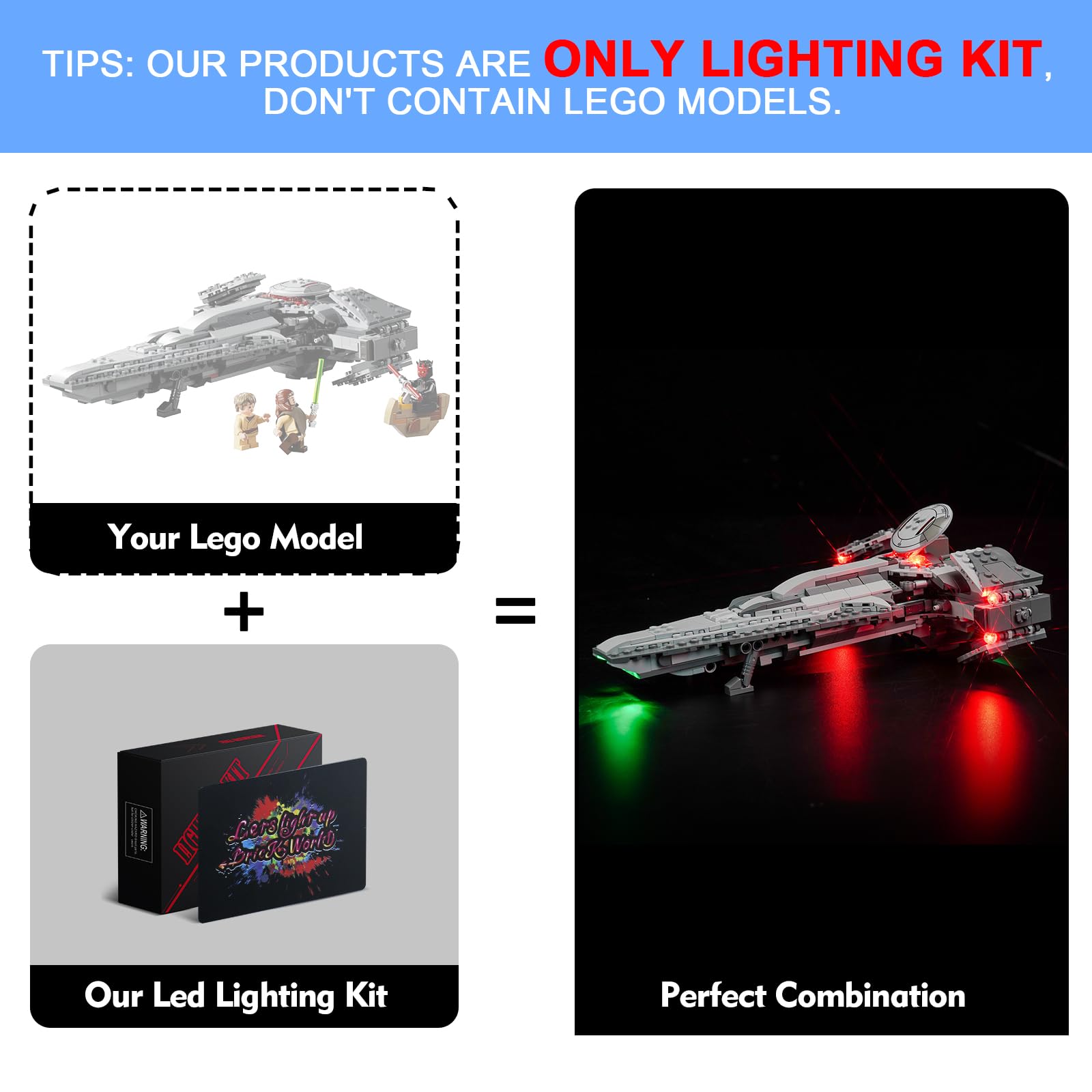 Light Kit for Lego Darth Maul's Sith Infiltrator, Lighting Set for Lego 75383 Darth Maul's Sith Infiltrator Set - Image 2