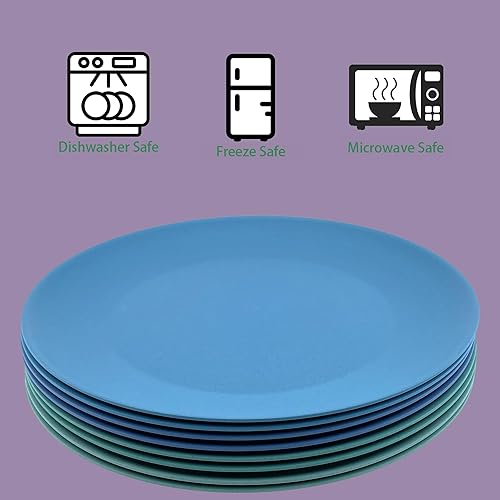 Miniatura 5 de WEXINHAO Juego de 8 platos de paja de trigo de 10 pulgadas, platos planos irrompibles, sin BPA, aptos para lavavajillas y microondas, platos de