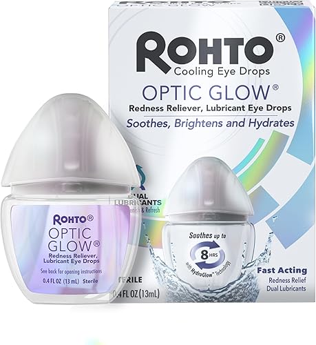 Rohto Optic Glow Blanqueador, gotas lubricantes para los ojos, blanquea, ilumina e hidrata los ojos rojos, fórmula de acción rápida, gotas para los
