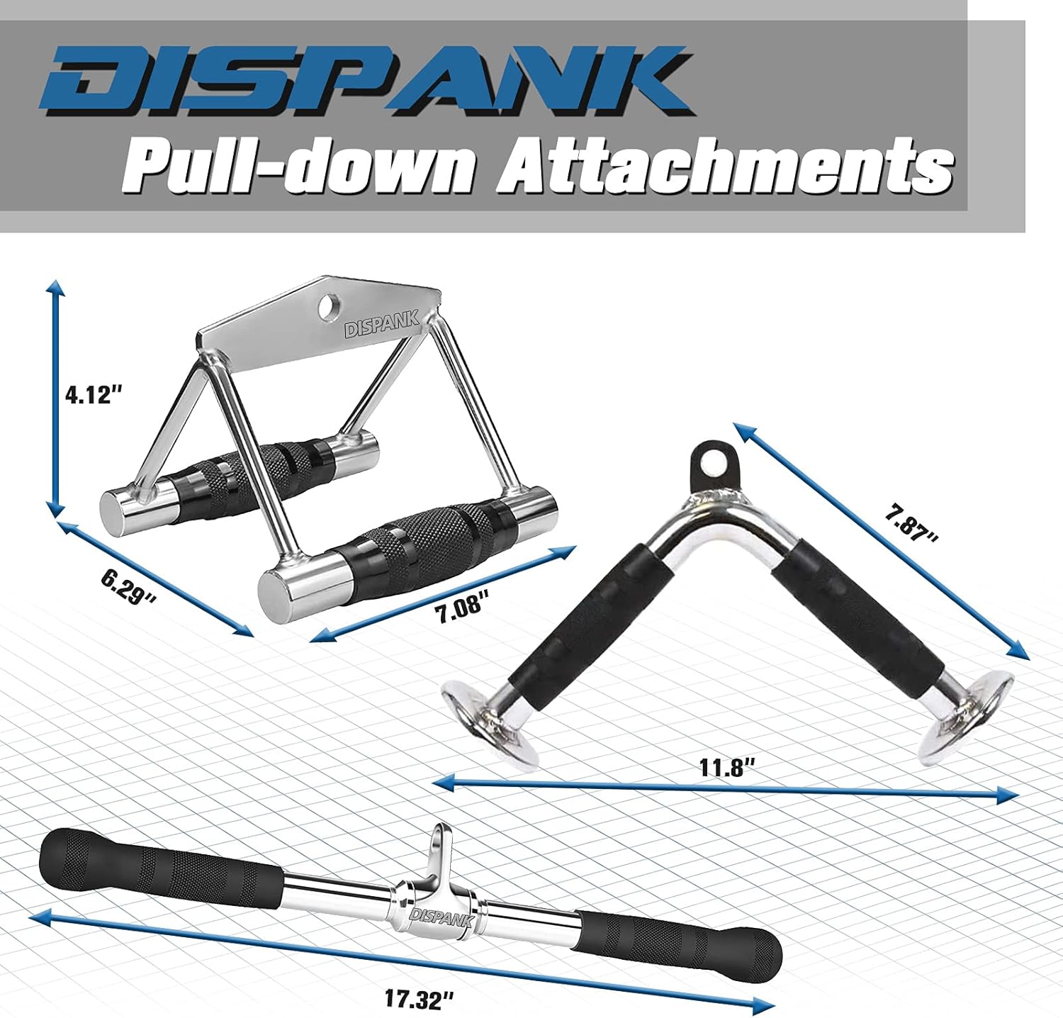 DISPANK Cable Attachments Smith Machine Accessaries, LAT Pull Down Attachment Set, V-Shaped Bar, Double D-Handle, Rotating Straight Bar, LAT Press Down Accessaries for Weightlifting and Gym Exercise : Sports & Outdoors