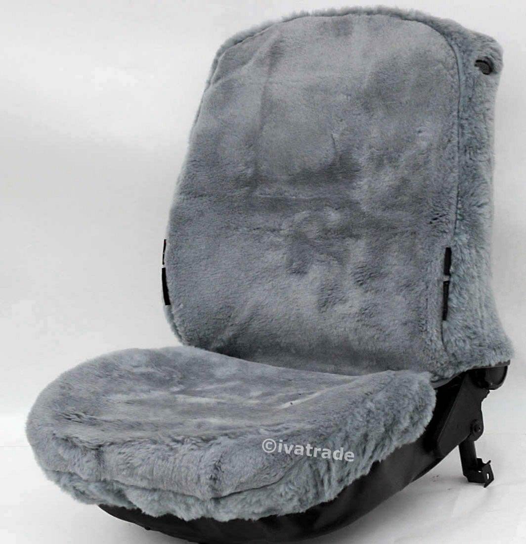 1x Lammfell Sitzbezug aus Lammwolle Seat A B E Klasse (Grau)