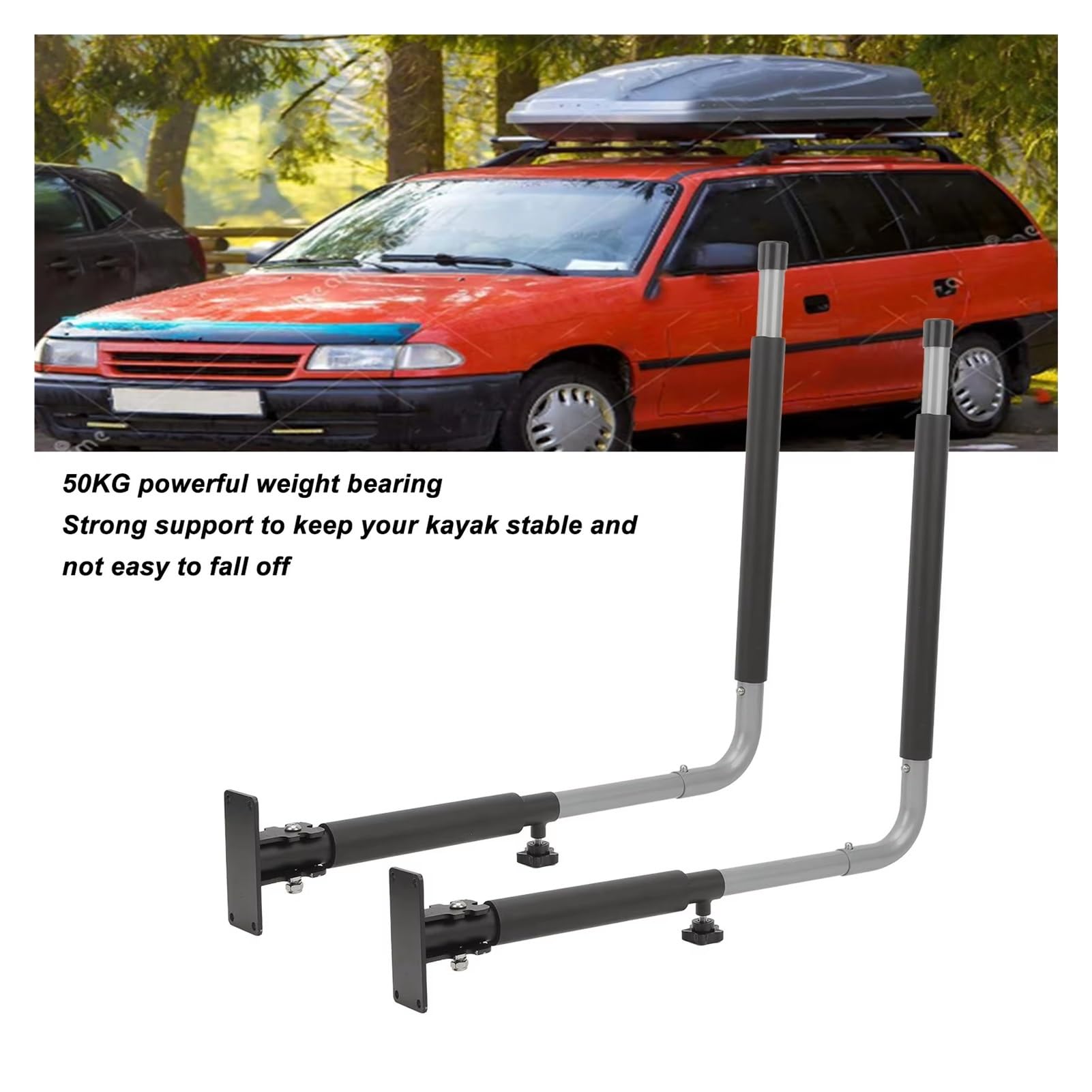 portaequipajes Techo CajaTecho Estante Montaje Pared Telescópico Plegable Soporte Carga 50KG Ganchos Kayak Colgador Canoas Tabla Surf Baca Coche