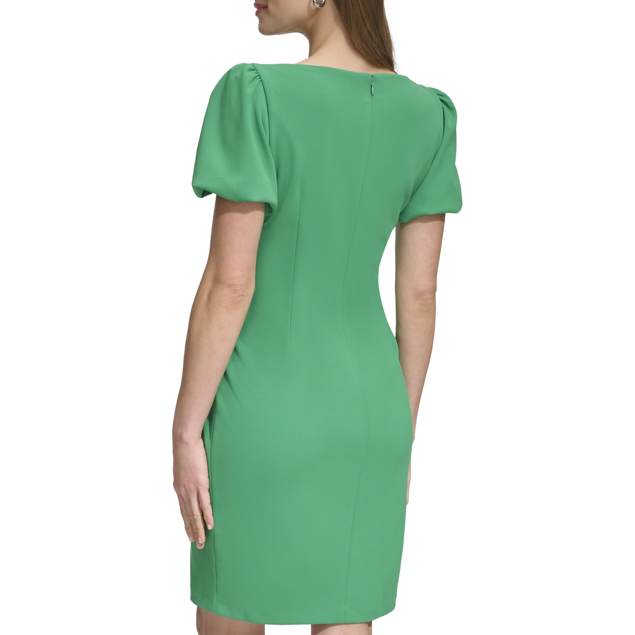 DKNY Short Sleeve Boat Neck Side Ruched Dress Vestido Mujer