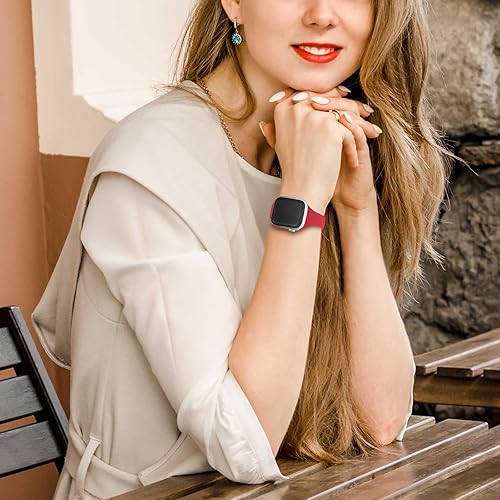 Miniatura 4 de Paquete de 6 correas delgadas compatibles con Apple Watch de 1.496 in 1.575 in 1.614 in 1.654 in 1.732 in 1.772 in 1.929 in, correa deportiva de