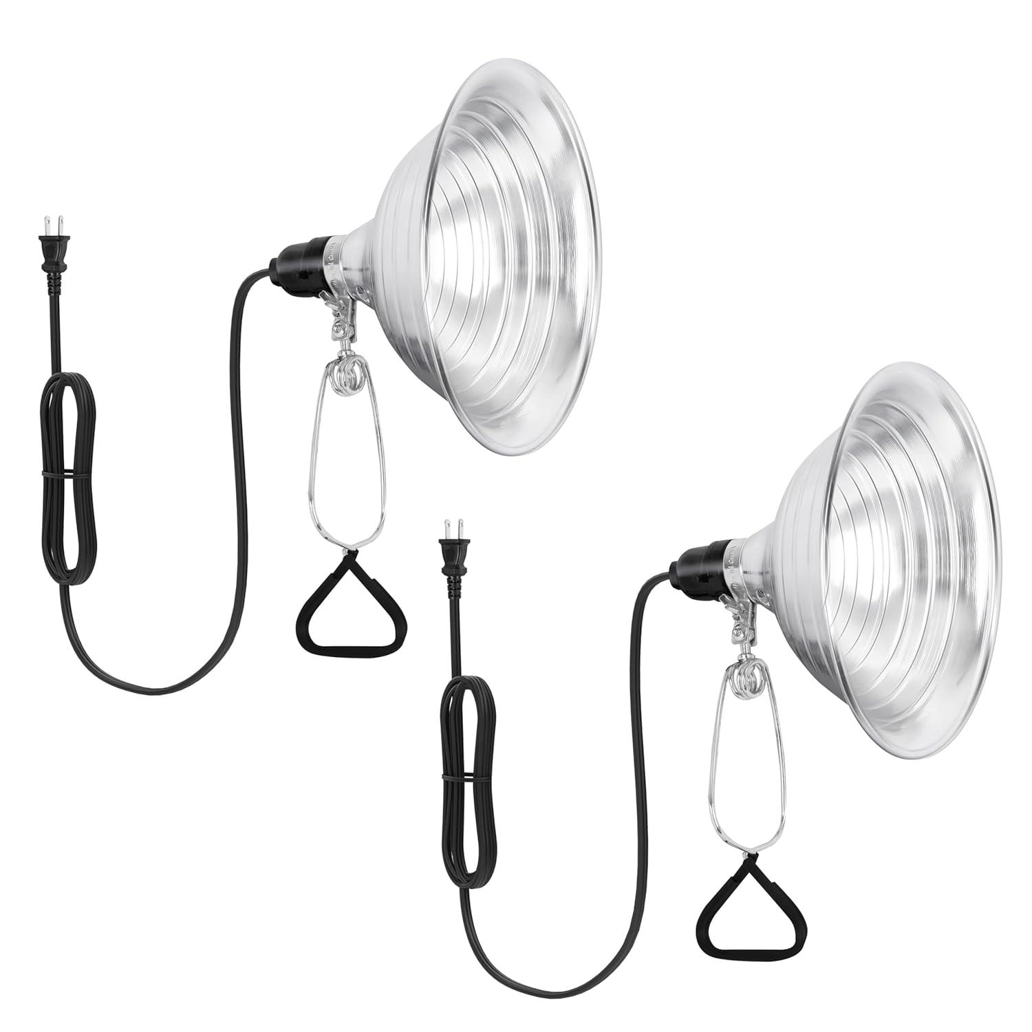 Healsmart 5.5" Clamp Light Socket, 60-Watt Maximum with 6 Feet 18/2 SPT-2 Cord, Aluminum Reflector E26 (no Bulb Included), for Reptiles and Plants Growing, 2-Pack