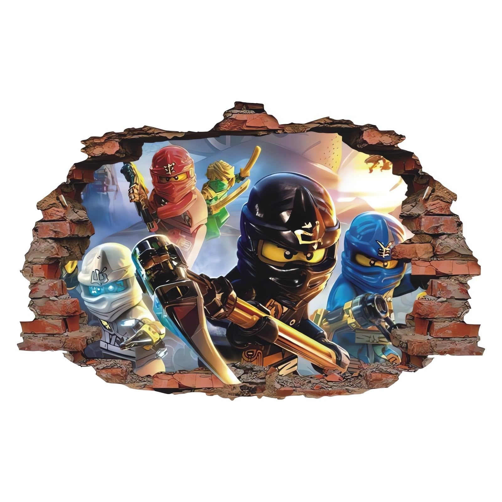 Anime Ninja Art Wall Sticker for Kids Bedroom, 3D Cartoon DIY Self Adhesive Removable Wall Decals Nursery Background Decor