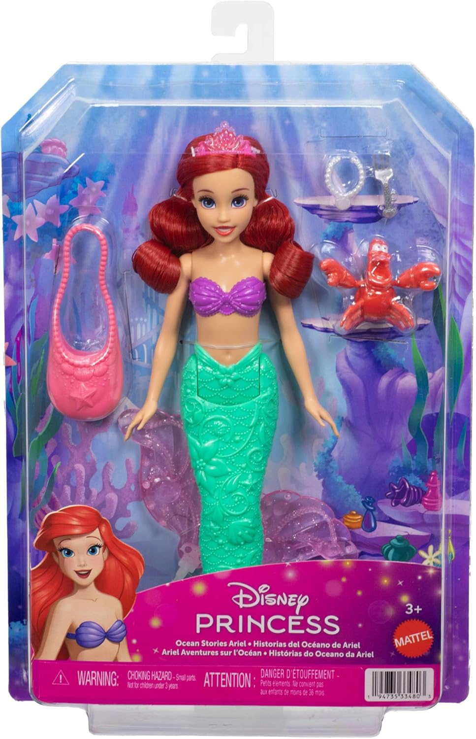 Disney Princesa Ariel Doll with Accessories and Pets 3+