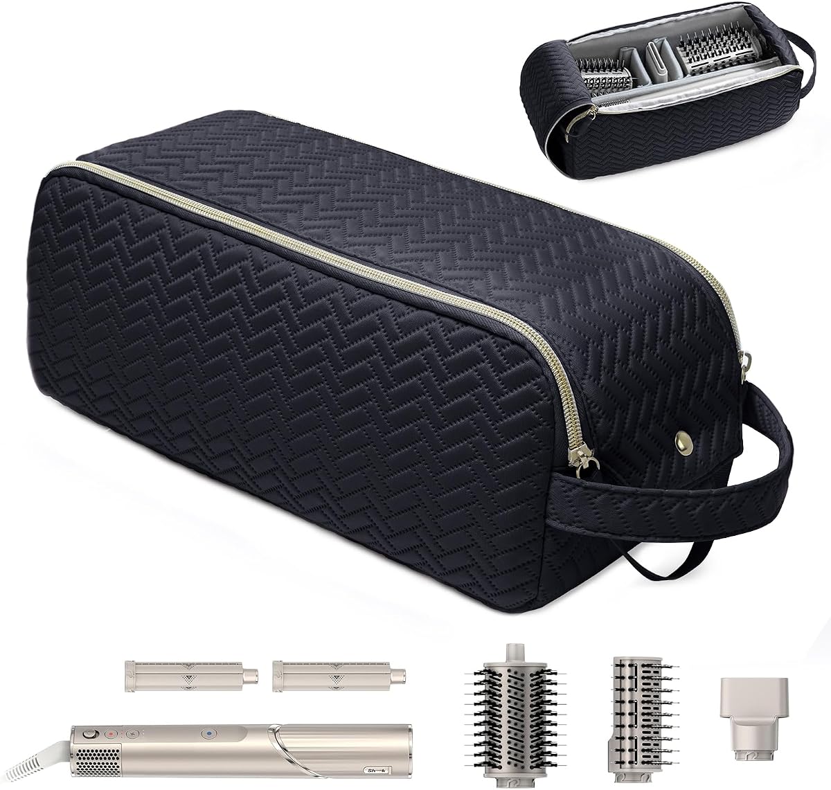 Large Hair Tools Travel Bag Compatible with Shark FlexStyle, Revlon & Dyson | Hair Dryer Brush Organizer, Flat Iron, Curling Iron, Makeup & Cosmetic Bag for Travel Essentials