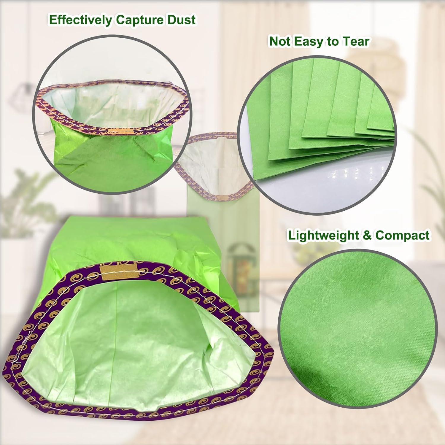 15 Pack 107313 Vacuum Filter Bags Compatible with ProTeam 10 Quart Backpack Vacuums, Replacement for Super Coach Pro 10 & GoFit 10, Micro Filter Bags with Open Triangular Collar