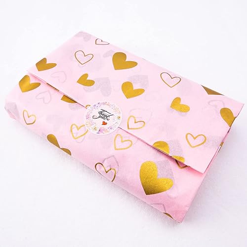 Miniatura 8 de MR FIVE Papel de seda de corazón negro dorado de gran tamaño, 20 x 28 pulgadas, papel de seda con diseño de corazón negro dorado para bolsas de