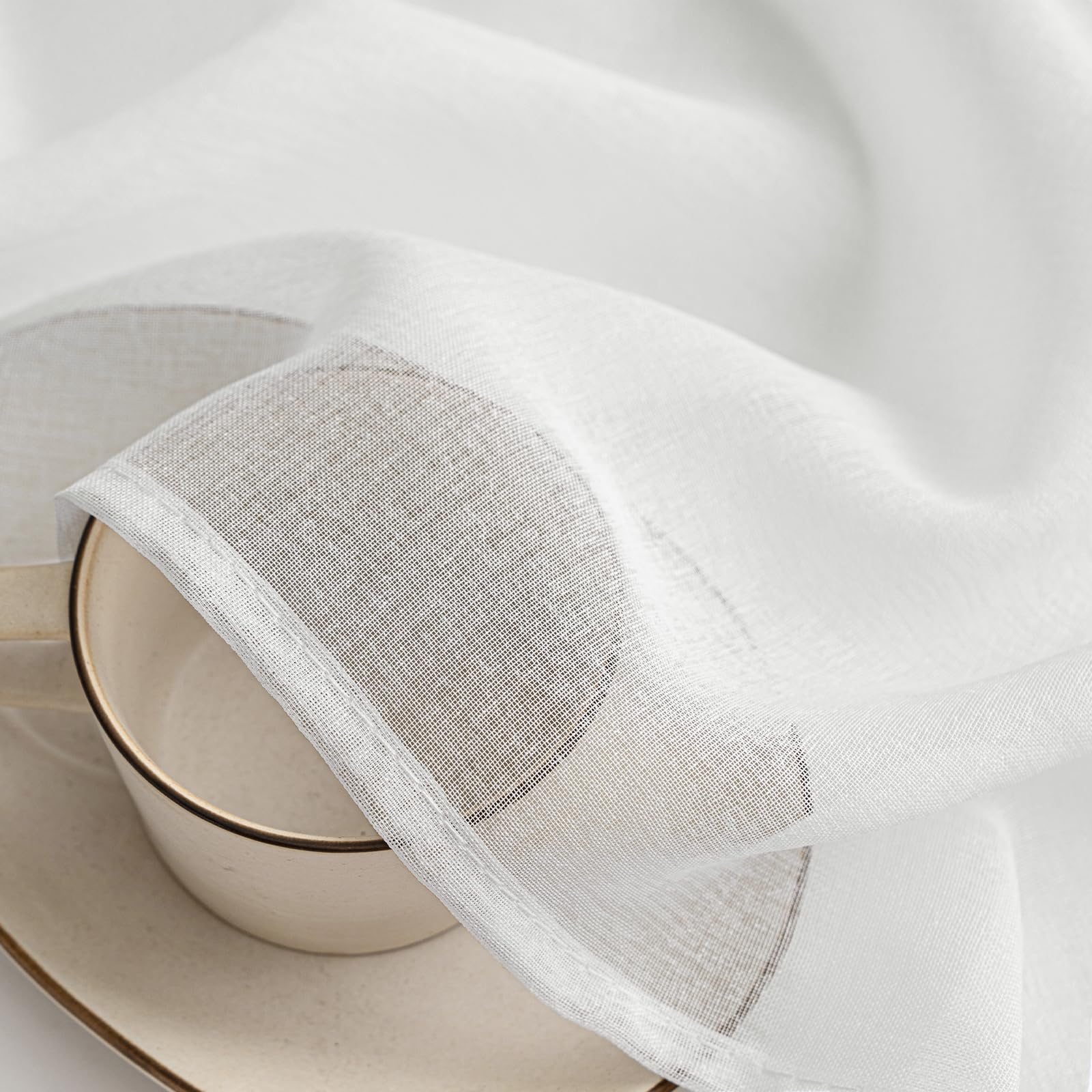 MIULEE Tende Voile Trasparenti con Anelli, Bianco, 140x290 cm, 2 Pezzi | Tende Voile Trasparenti con Anelli, Tessuto Leggero, Decorazione Moderna per Soggiorno e Camera da Letto