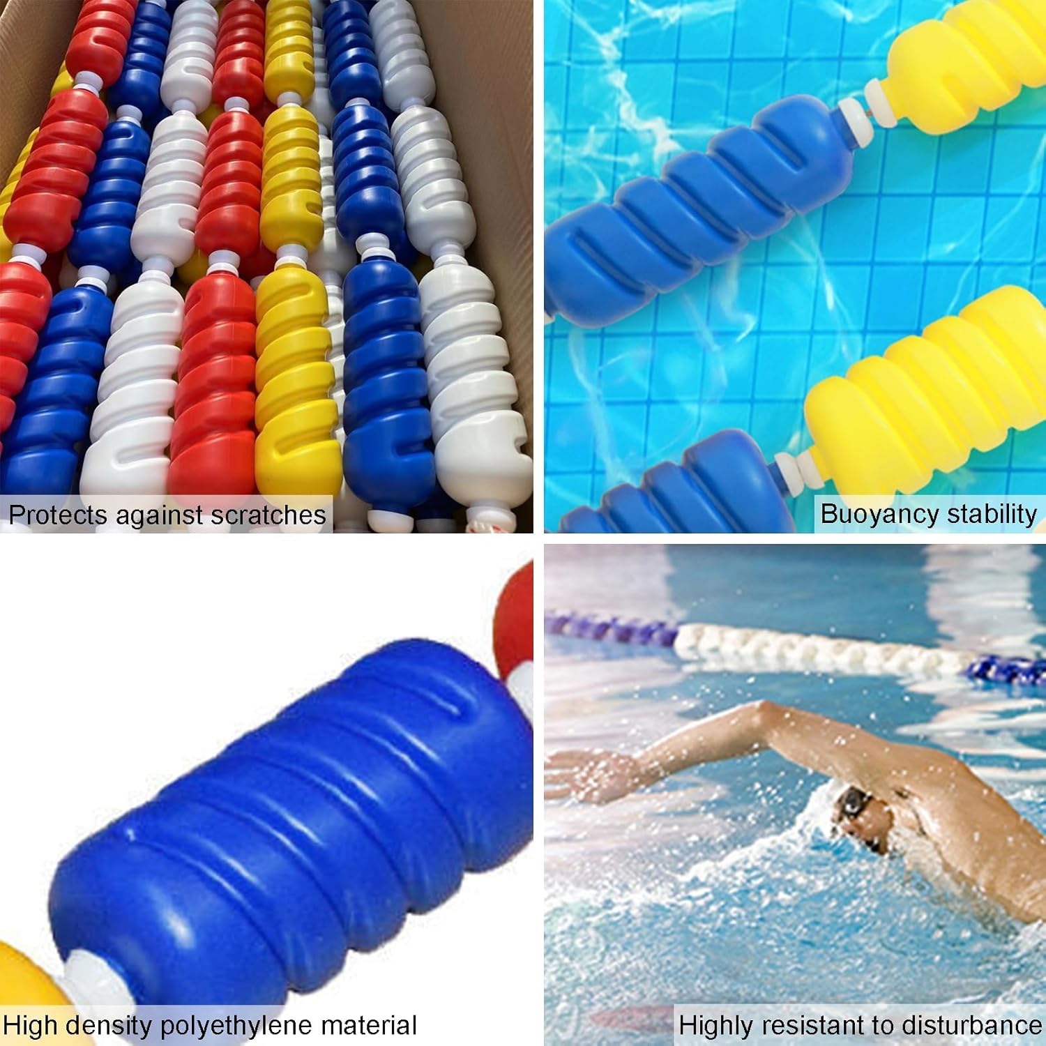Pool-Bahn-Teiler, Pool-Bahn-Teiler, Sicherheitstrennseil und Schwimmleine für Schwimmbäder zum Unterteilen der Schwimmbahnen (Rot - 6 cm, 1 m)