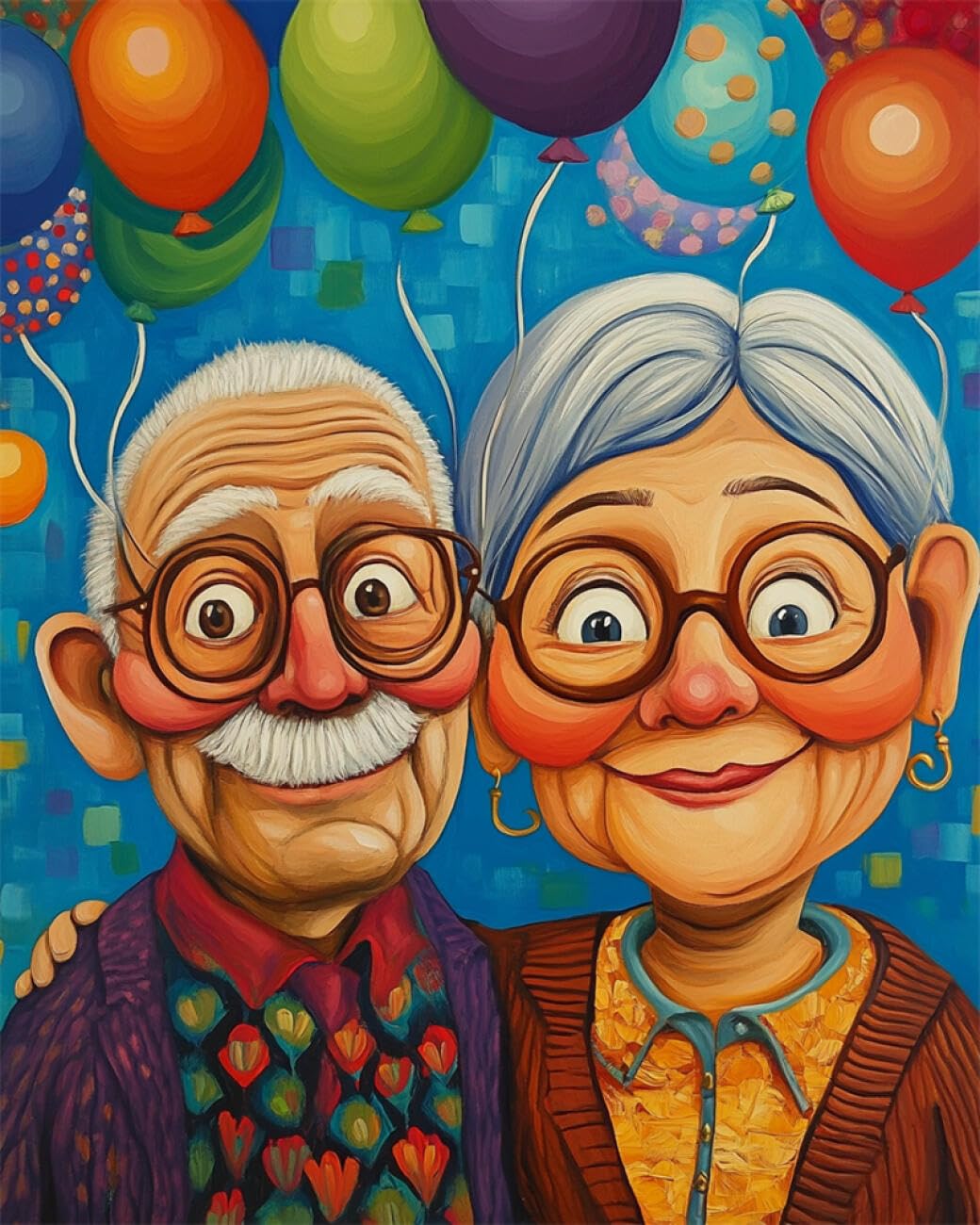 RKFLGEW 14CT Counted Cross Stitch Kits Fantasy Old Couple Counted Fabric Cross Stitching DIY Art Needlecrafts Embroidery Kits with Scissors Accessories 40x50cm