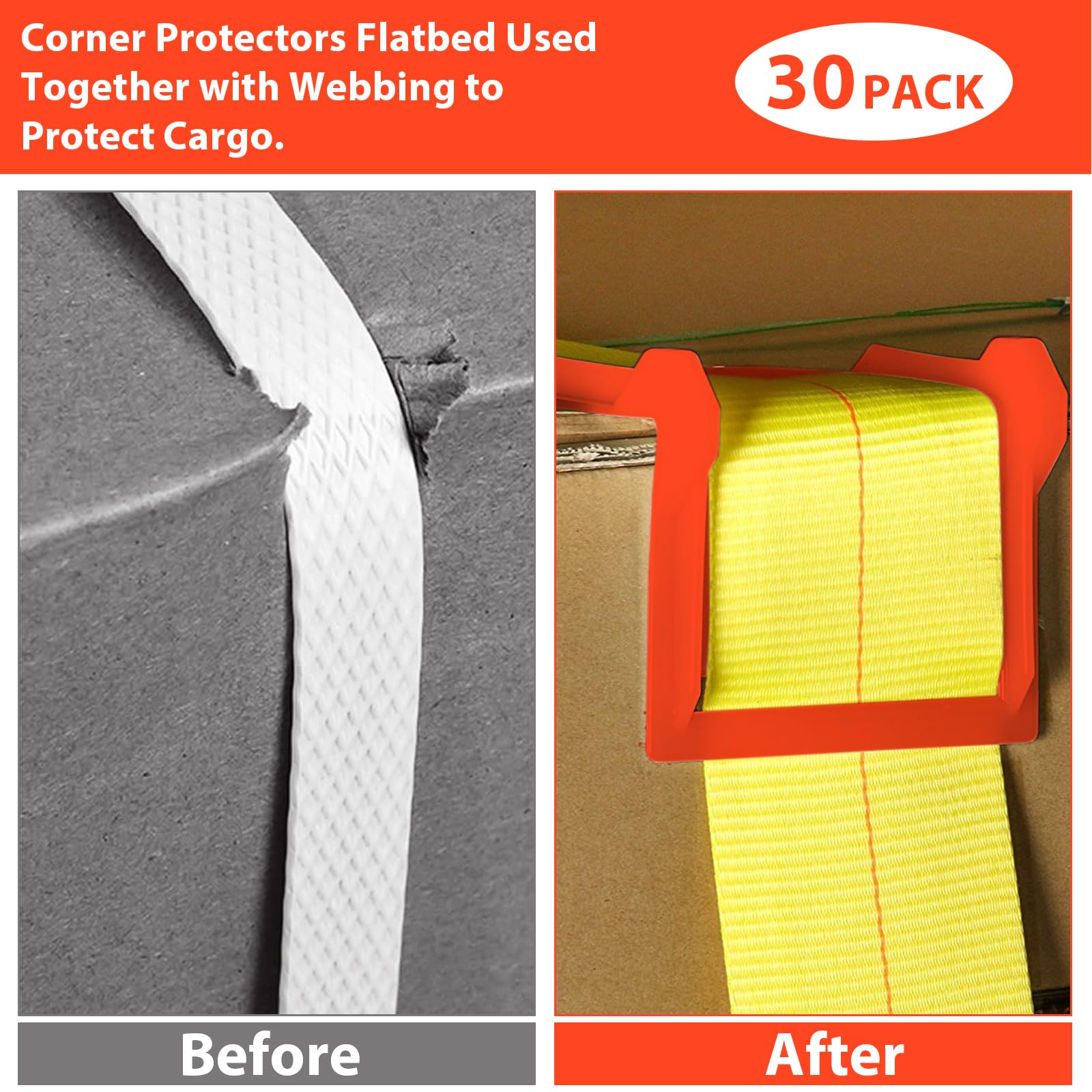 Confezione da 30 protezioni per bordi piani, accessori piatti da 13 x 13 cm, resistenti protezioni angolari per spedizioni e carichi, da utilizzare con fettuccia larga fino a 10 cm per