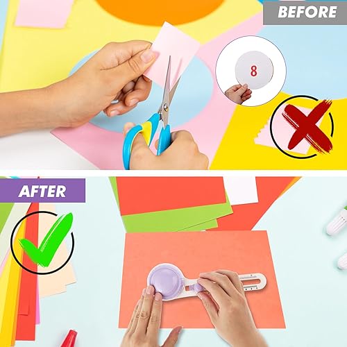 Miniatura 6 de Andibro Cortador circular para manualidades, cortador de papel circular ajustable, recortadora de papel con 3 cuchillas reemplazables, herramienta