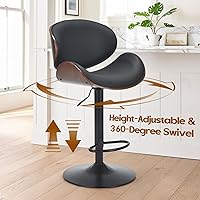 Vista 4 de Soohow Juego de 2 taburetes de bar ajustables, ergonómicos y modernos con respaldo para isla de cocina, taburete de bar de piel sintética