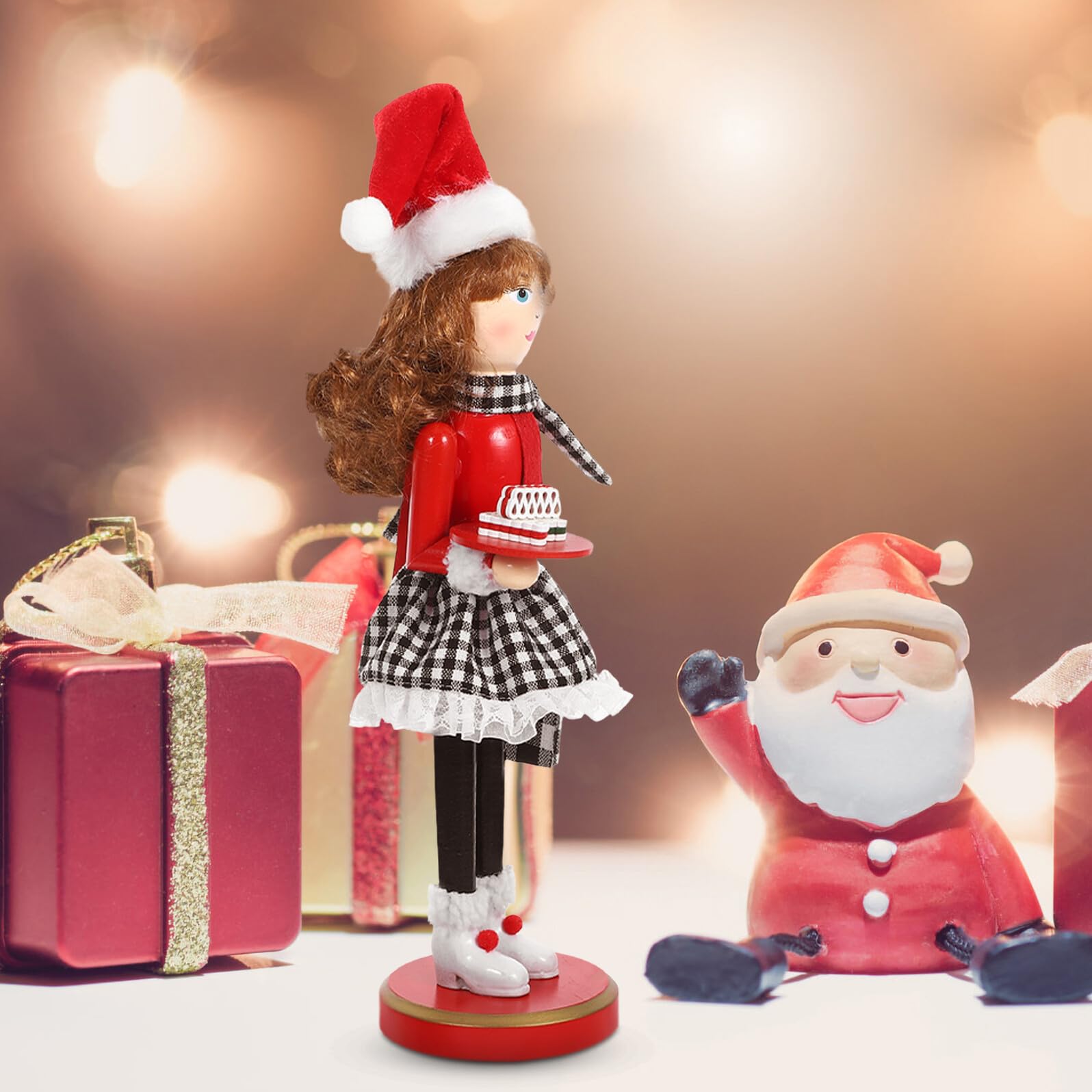 VICASKY Holz Nussknacker Figur Weihnachten Ornament Tischdekoration Nussknacker Puppe aus Holz Tischfigur