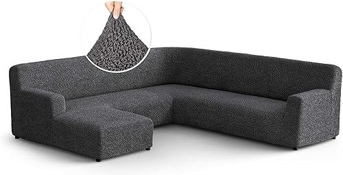 Funda de sofá en forma de U funda seccional para sofá izquierdo fundas de tela de poliéster suave funda elástica de 1 pieza para muebles colección