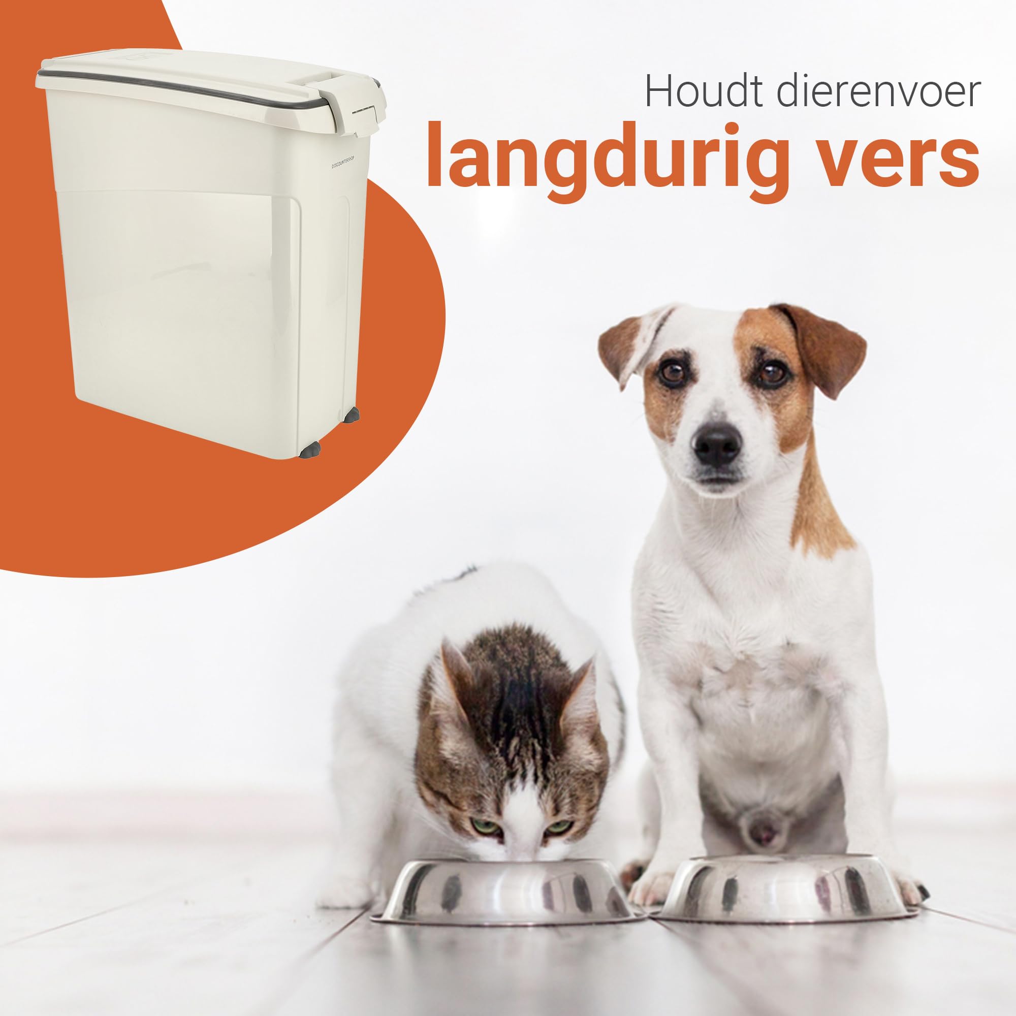 Conteneur alimentaire hermétique 54L pour chiens et chats - Avec roues et pelle, pour environ 20 kg de nourriture sèche, litière pour chat ou croquettes pour chien