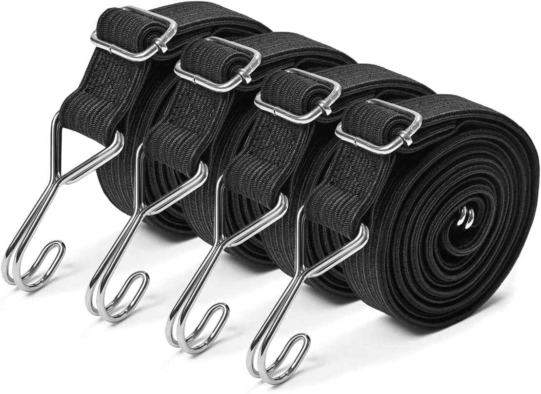 KING PIECES Heavy Duty Bungee Cords with Hooks Flat 47 inches 4 Pack