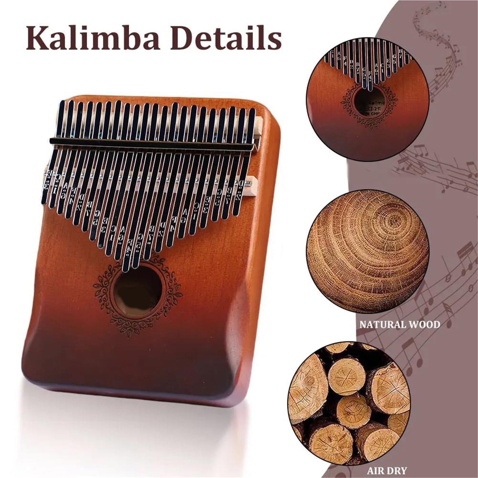 Kalimba Principiantes Kalimba De Madera Maciza De 21 Teclas Con Martillos De Afinación Y Estuche De Transporte Para Principiantes Adultos(Style-Deer)