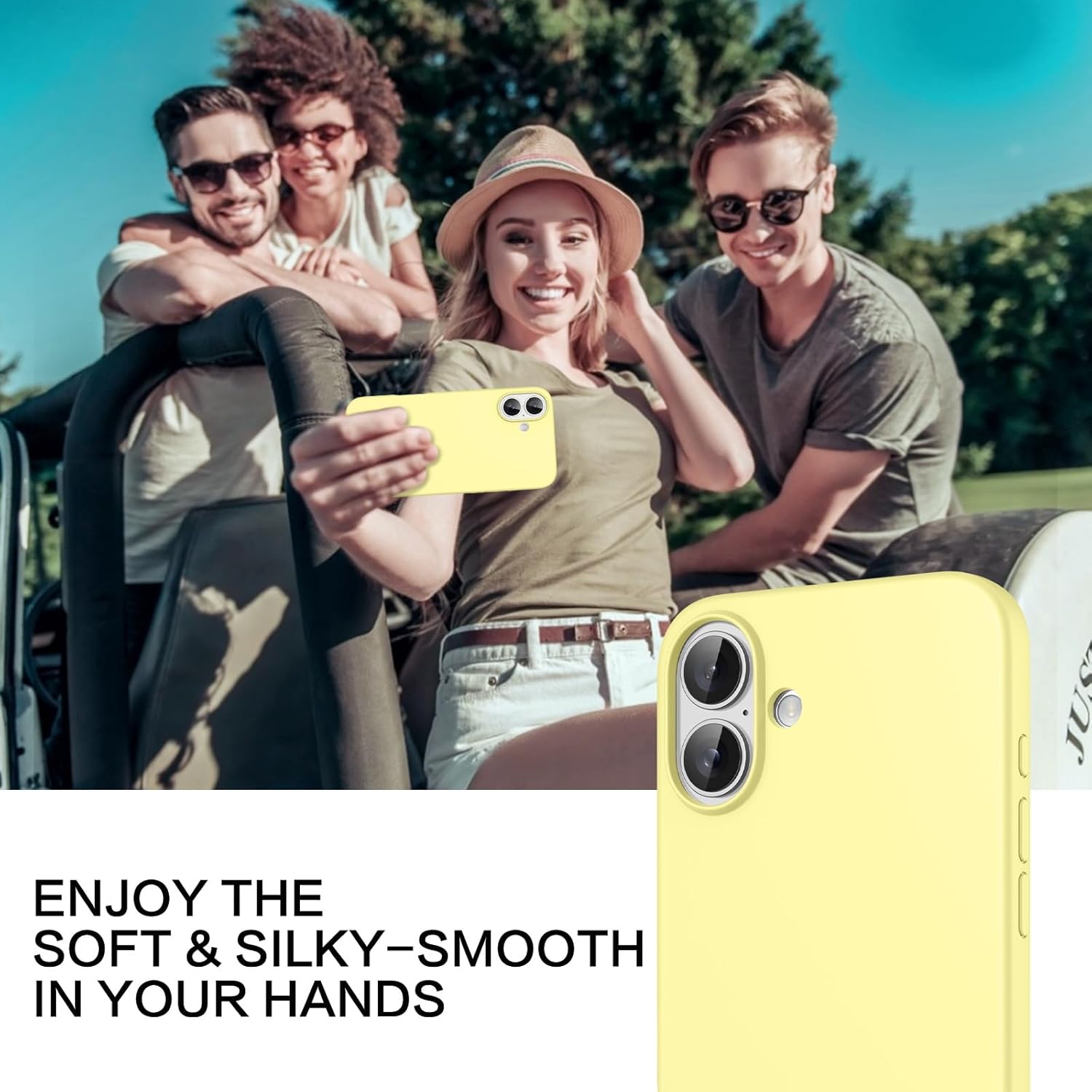 GUAGUA Case for iPhone 16 Yellow Liquid Silicone Soft Gel Rubber Slim Thin Microfiber Lining Cushion Texture Cover, Shockproof Protective Anti-Scratch Phone Case for iPhone 16, Butter Yellow - Image 5