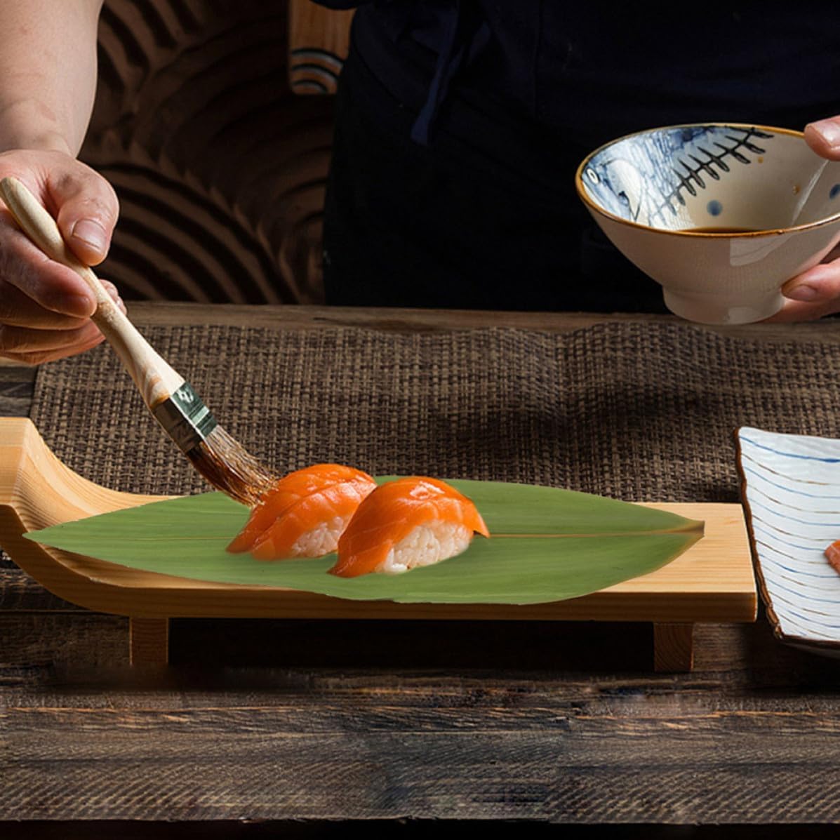200pcs Bamboo Leaf Sushi Grass Divider for Sashimi and Cheese Boards