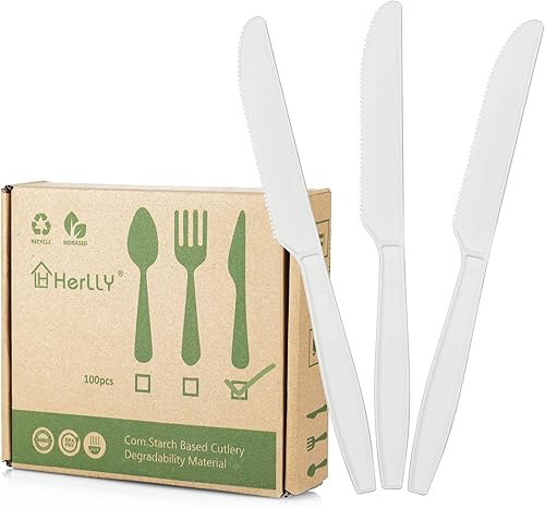 Vista 13 de Cuchara compostable, 100 cubiertos biodegradables para fiestas, gran utensilio desechable respetuoso con el medio ambiente, duradero y resistente al