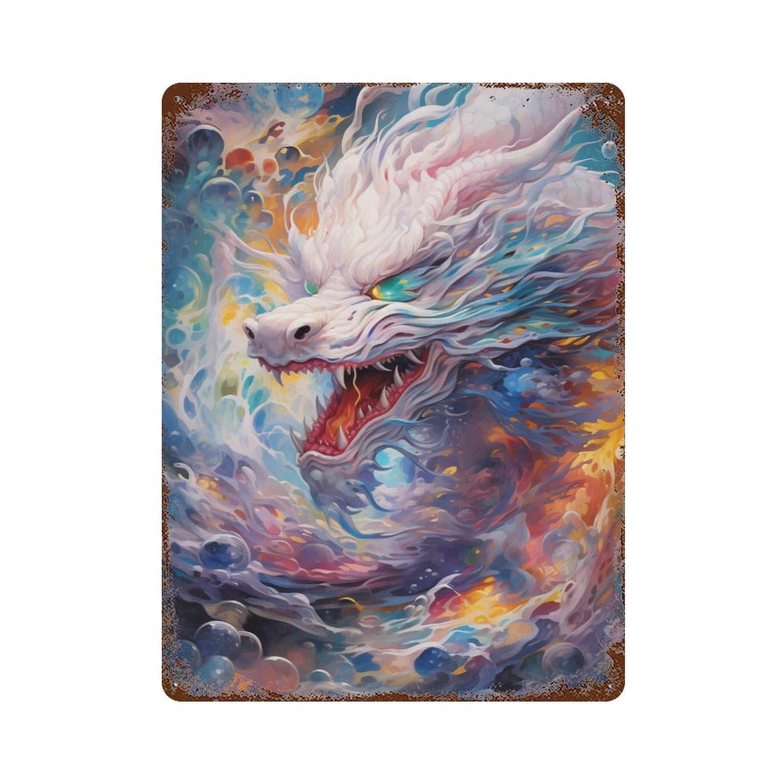 Fantasy Dragon Artwork -7 15.7"x11.8" Vintage Metal Tin Sign, Novelty Wall Decor for Basement, Hobby Room And Garage Decor