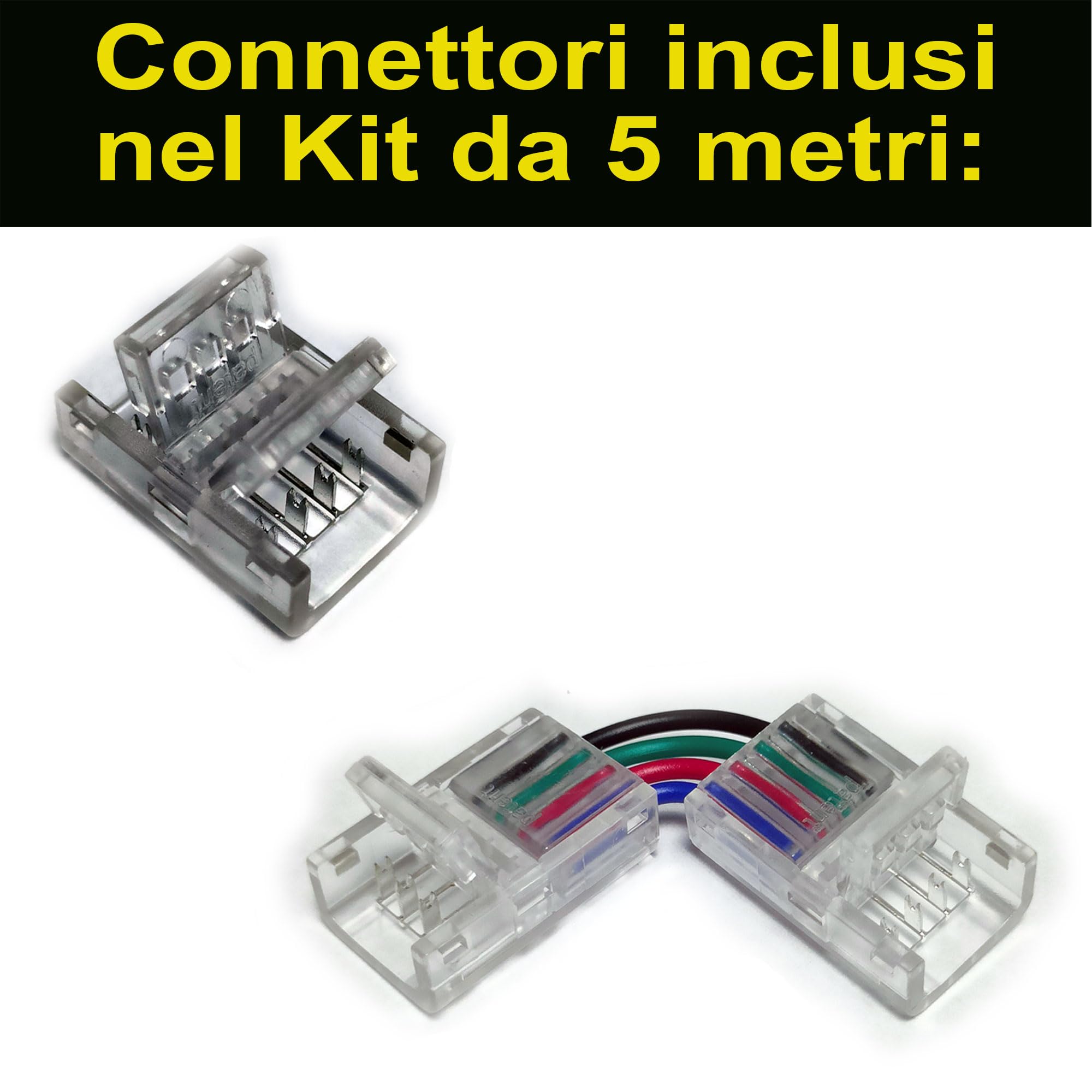 Kit da 5mt Striscia Led RGB composto da 1 Bobina NON Waterproof ip20 + 1 Trasformatore da 120W 12V e 1 Controller +1 Telec. Con 600 Led RGB sviluppa 9000 Lumen