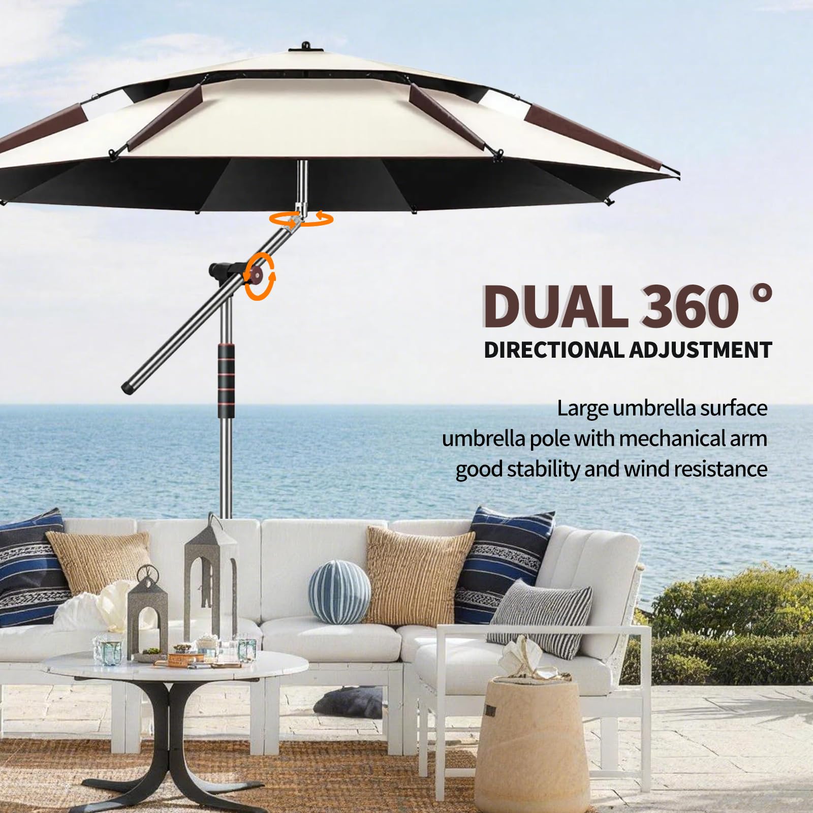 Ombrellone da 240 cm, pieghevole, grande con custodia protettiva per balcone, spiaggia, regolabile a 360°, offre impermeabile e protezione solare, verde
