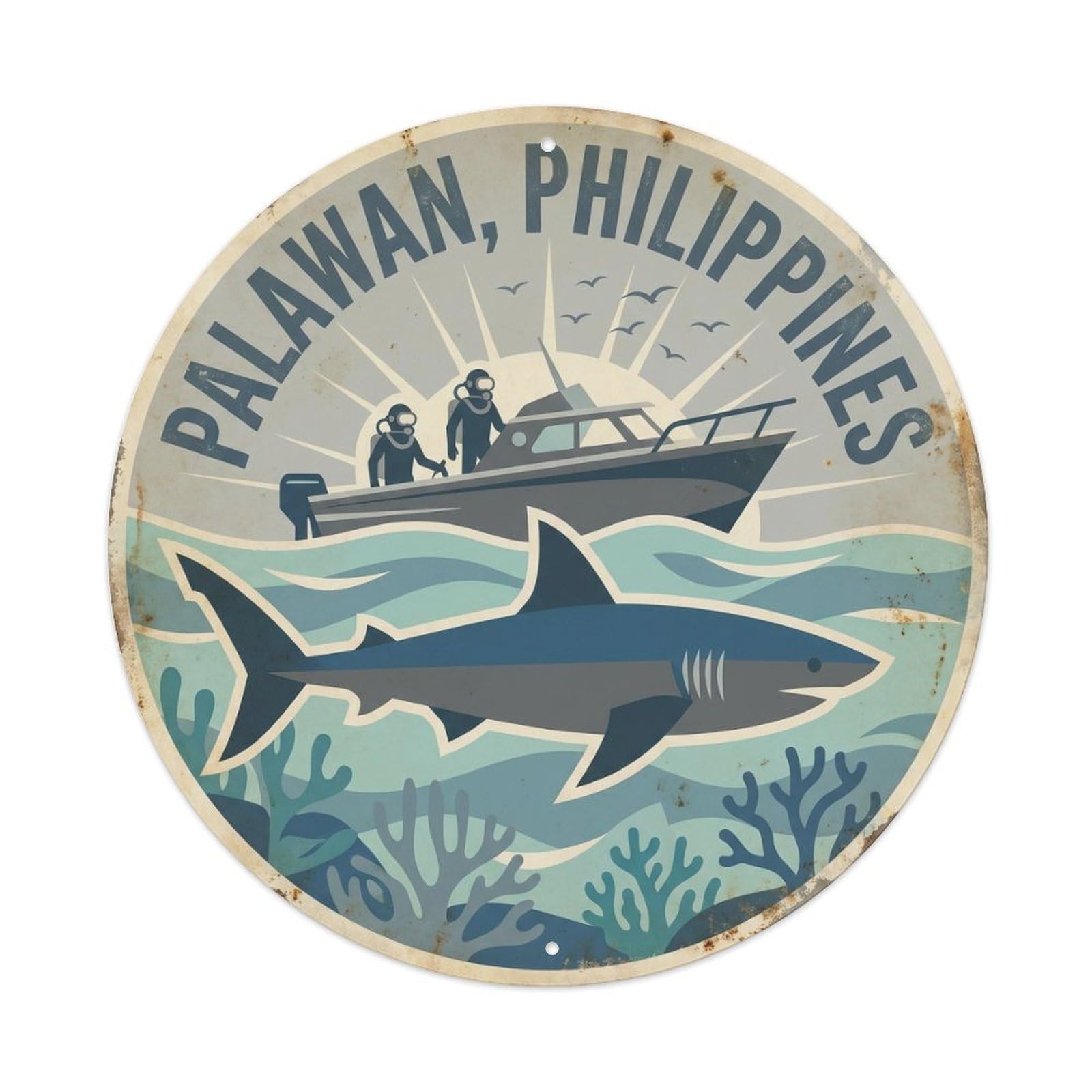 Tubbataha Reef Shark Palawan Marine Wildlife Adventure Metal Tin Sign