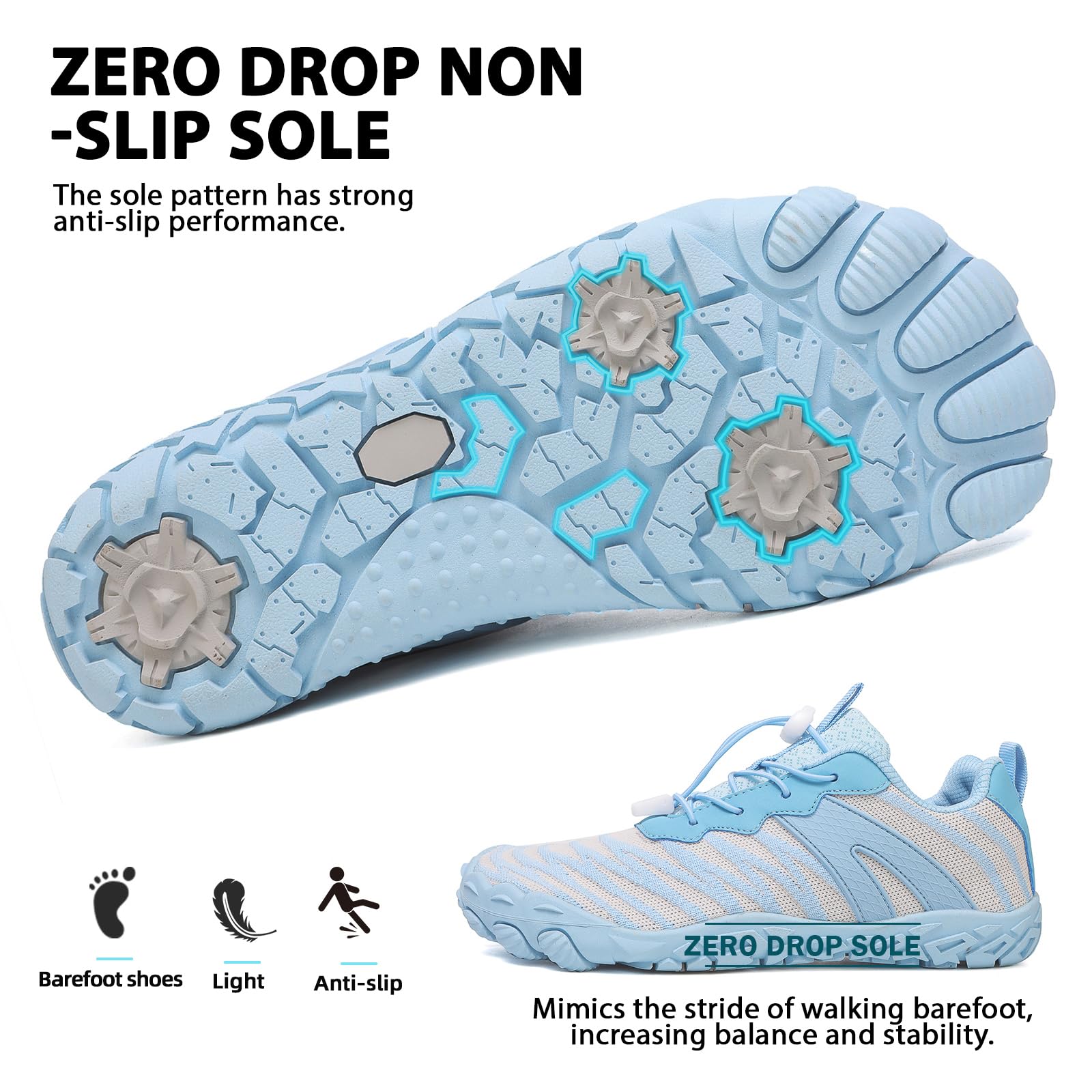 Barefoot Shoes Minimalistas Sneakers Hombre Mujer Transpirable Ligeras Puntera Ancha Zapatos Descalzos para Trail Running Deportes Casual Fitness