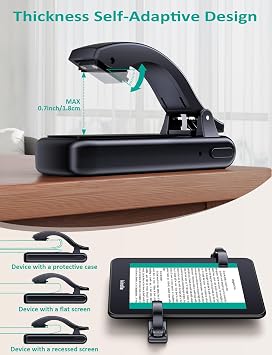 Tablet Stand Ereader Pillow Holder with 2 Detachable Trays & Soft Plush Pillow + Remote Control Page Turner for Kindle - Compatible with 4.7 - 13 Devices for Kindle, Kobo, iPad, iPhone, Android; Feat