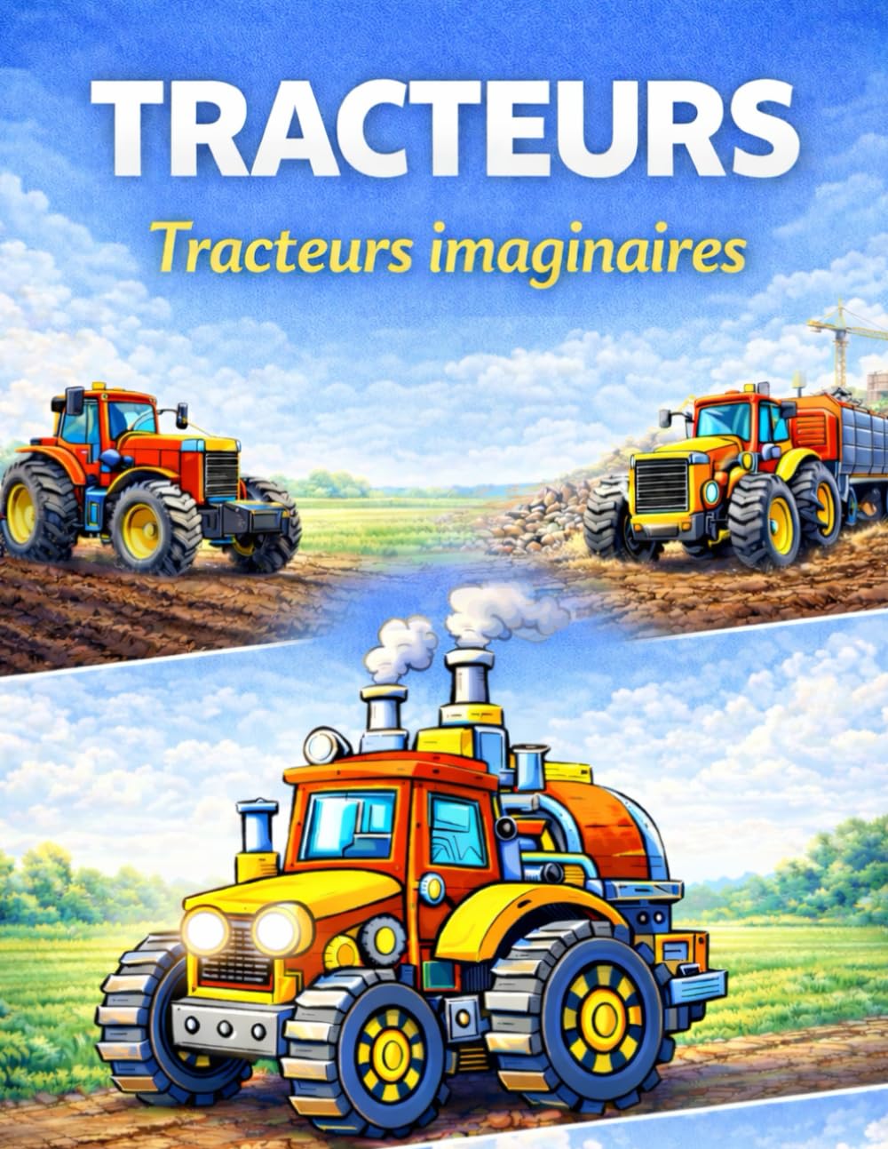Tracteurs – Livre de coloriage : Tracteurs imaginaires: 50 illustrations originales de tracteurs à colorier