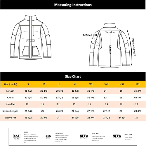 Miniatura 7 de VANDISI Chaqueta FR aislada resistente a la llama CAT3 soldadura abrigo Outwear para hombres