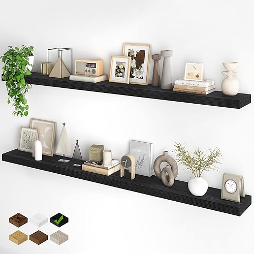 Miniatura 40 de Fun Memories - Estantes flotantes para pared, juego de 2 estantes flotantes de 20 pulgadas, estante colgante con soportes invisibles, estantes de