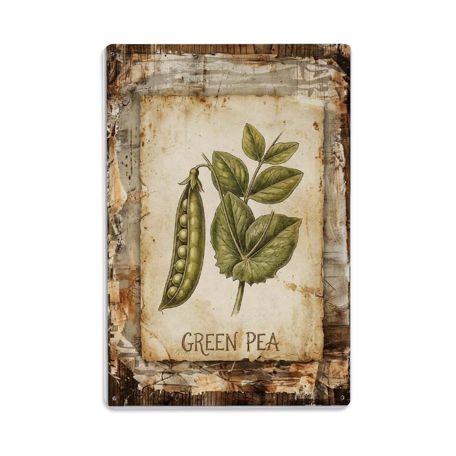Fqnyr Style Green Pea Legume Metal Tin Sign Plaque Wall Decor For Cafe, Club Bar, Office, Home Garden Metal Poster 8X12inch