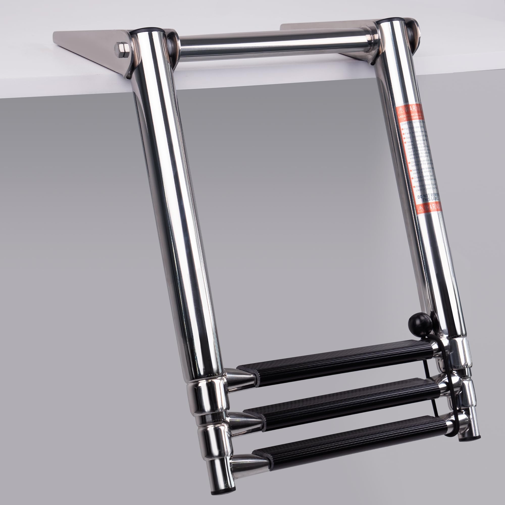 3-Step Stainless Steel Telescoping Boat Ladder - 900lb Capacity, Marine Grade 316, Foldable