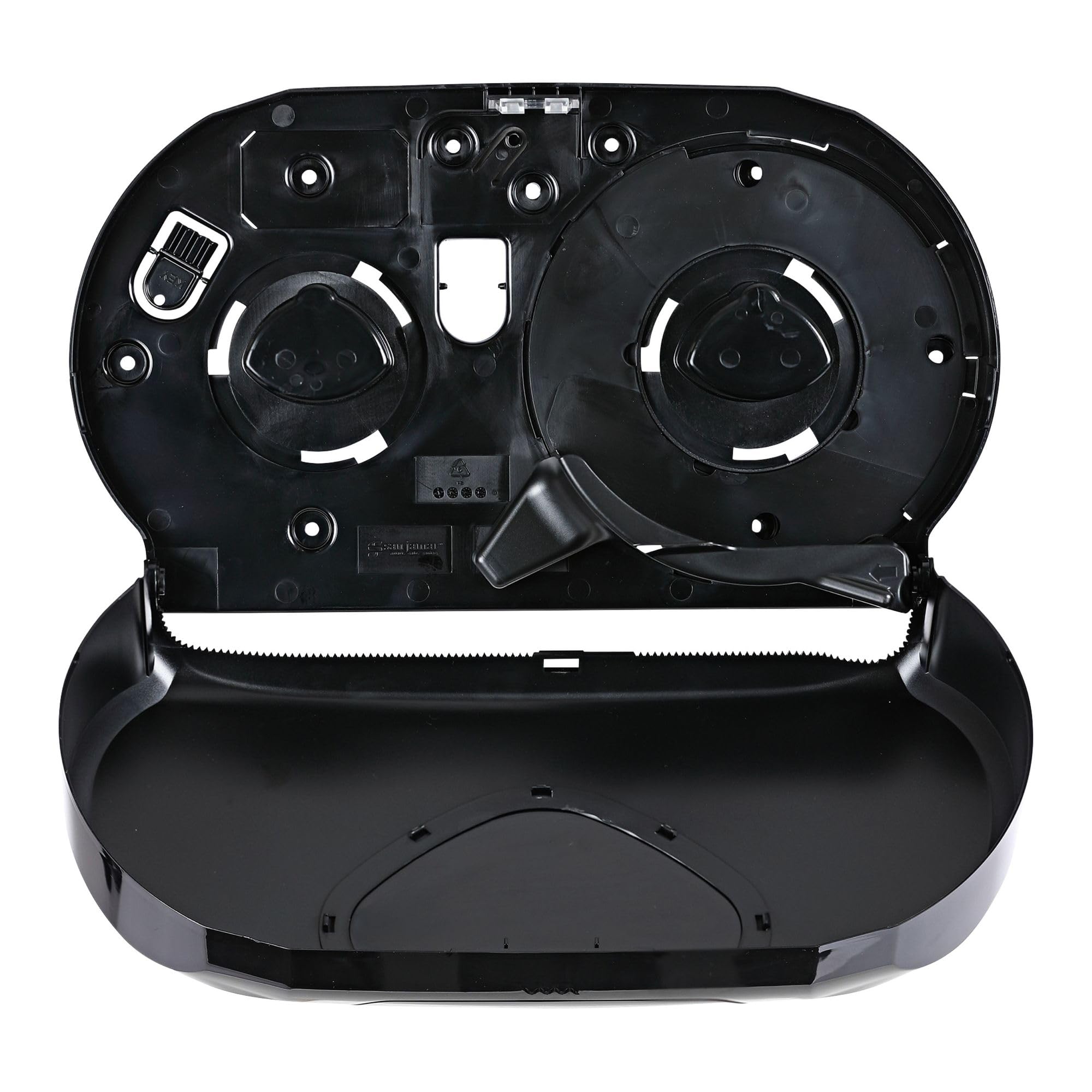 Sanjam Jumbo Twin - Dispensador de pañuelos para inodoro, 20 1/4 x 12 1/4, color negro