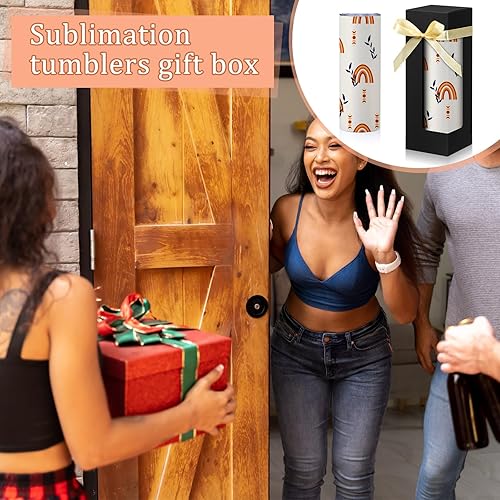 Miniatura 5 de PerKoop 36 cajas de regalo con cinta para vasos de sublimación, cajas de exposición transparentes de 12 onzas, 20 onzas, 30 onzas, prensa de calor