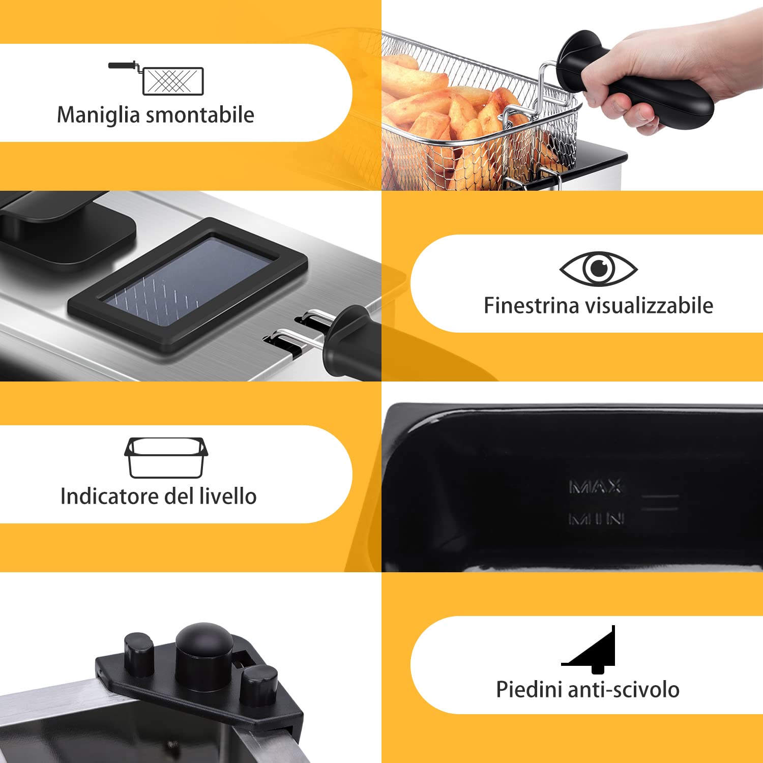 Aigostar Elettrica ad Olio con Finestra 2200W 3L, Controllo di Temperatura
