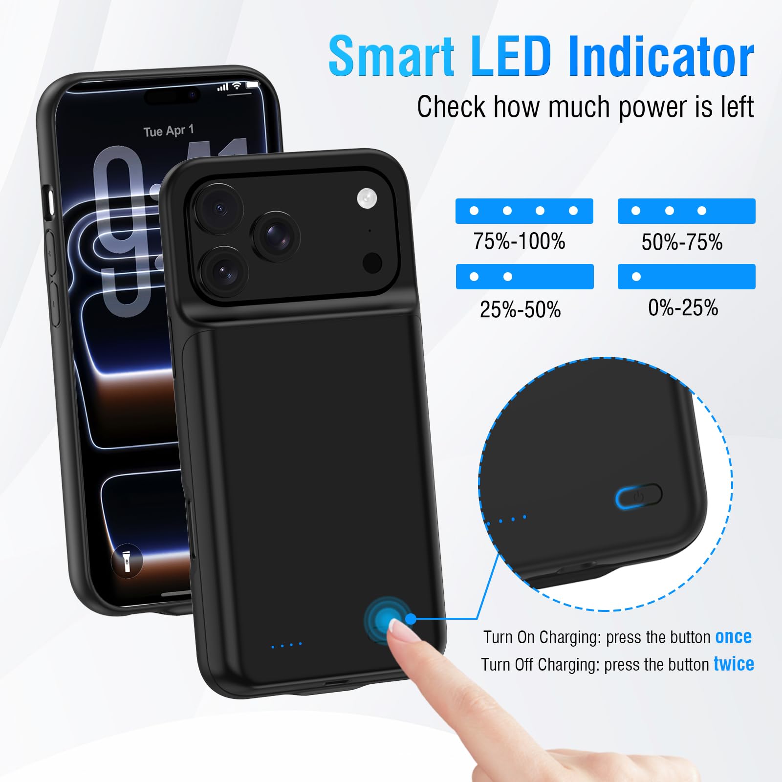 Custodia Con Batteria Per iPhone 17 Pro Max (6,9 Pollici), Caricabatterie Portatile Da 8500 mAh, Custodia Ultra Sottile Con Batteria Estesa E Custodia Protettiva Con Funzione Di Ricarica Per