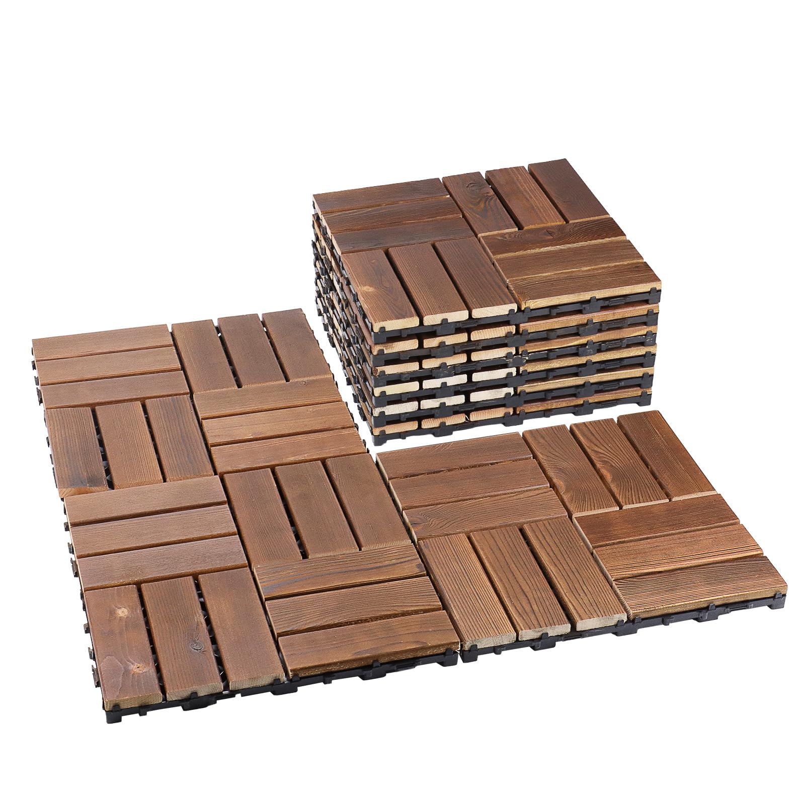 Interlocking Deck Tiles 30 x 30cm, Outdoor Decking Tiles 6 Pack