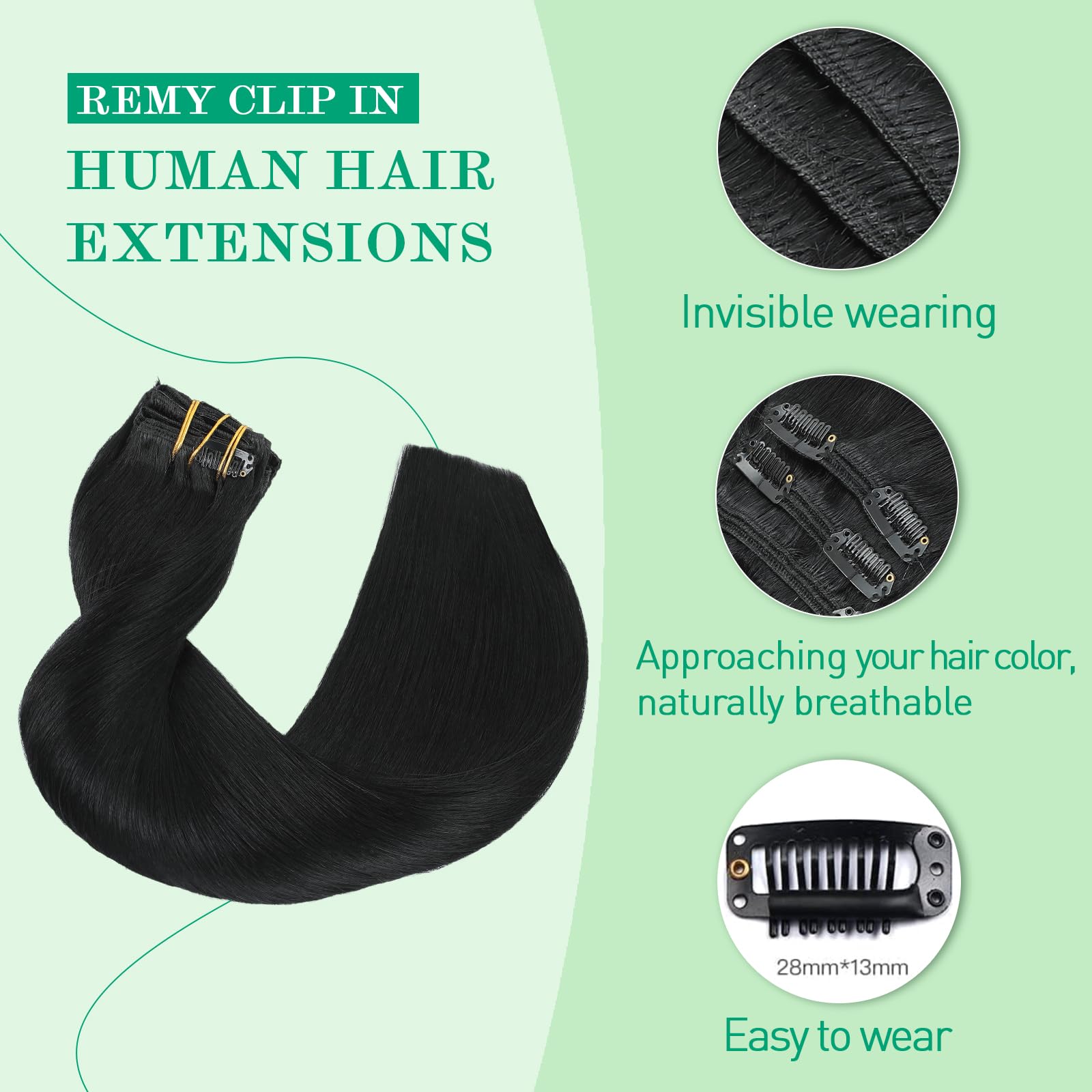 SURNEL Extensiones Clip Pelo Natural 100g 35cm 6 Piezas Castaño Chocolate Extensiones De Clip De Humano Real Extensiones Pelo Natural Remy (C#4-35cm) — view 100