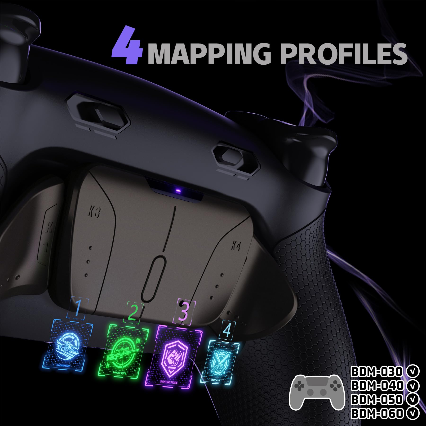 eXtremeRate RISE4 Plus MAX Remap Kit per ps5 Controller BDM-030 040 050 060, 4 Palette Posteriori Programmabili in Metallo & Clicky Trigger Stop per ps5 Joystick - Senza Controller, Nero