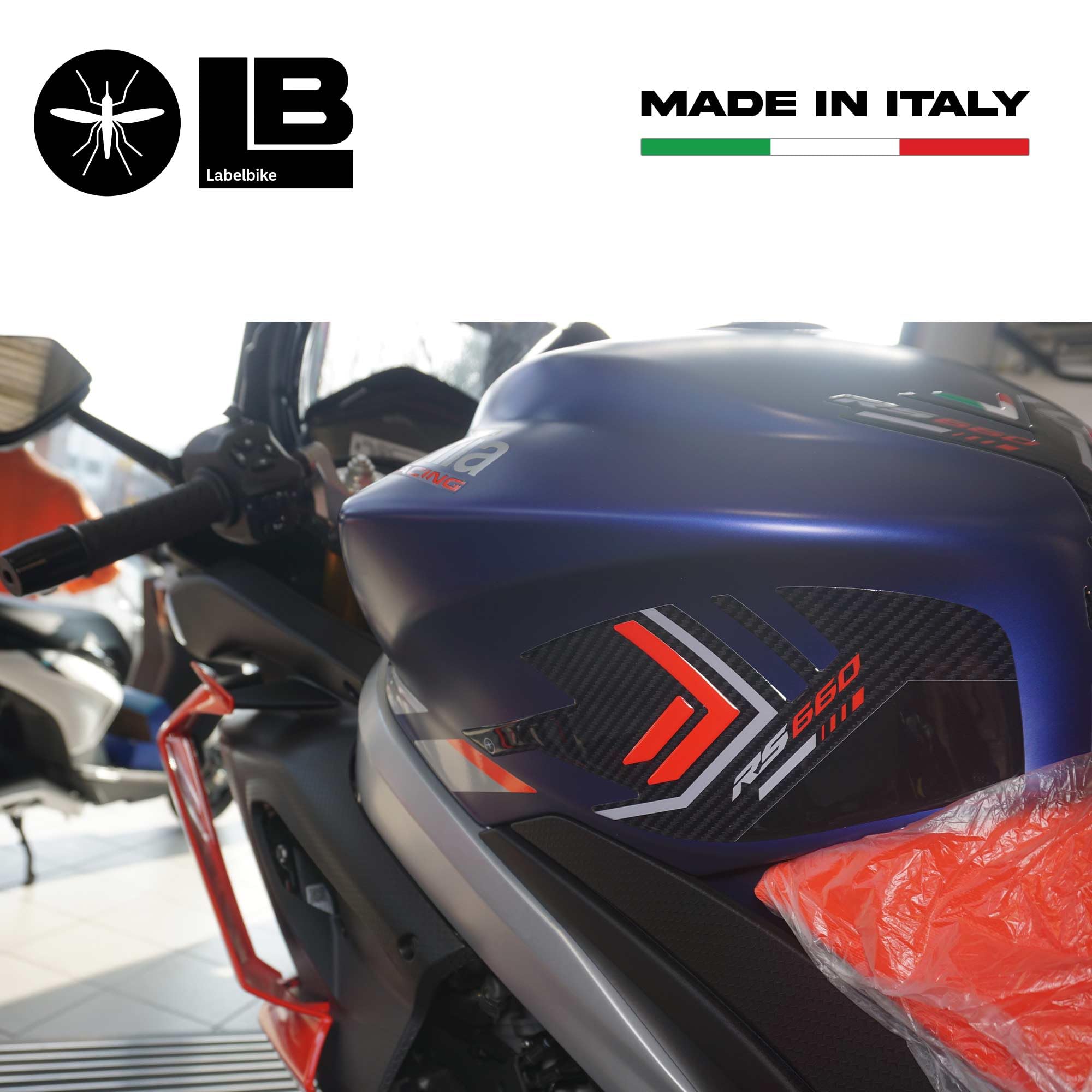 labelbike - Naklejki 3D z żywicy na Motocykle, Dekoracje i osłony boczne Zbiornika, kompatybilne z Aprilia RS 660 2020-2025