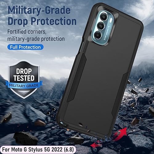 Miniatura 7 de LMDAMZ Funda híbrida de doble capa de grado militar resistente a los golpes para Moto G Stylus 5G 2022 de 6.8 pulgadas con 1 soporte magnético para
