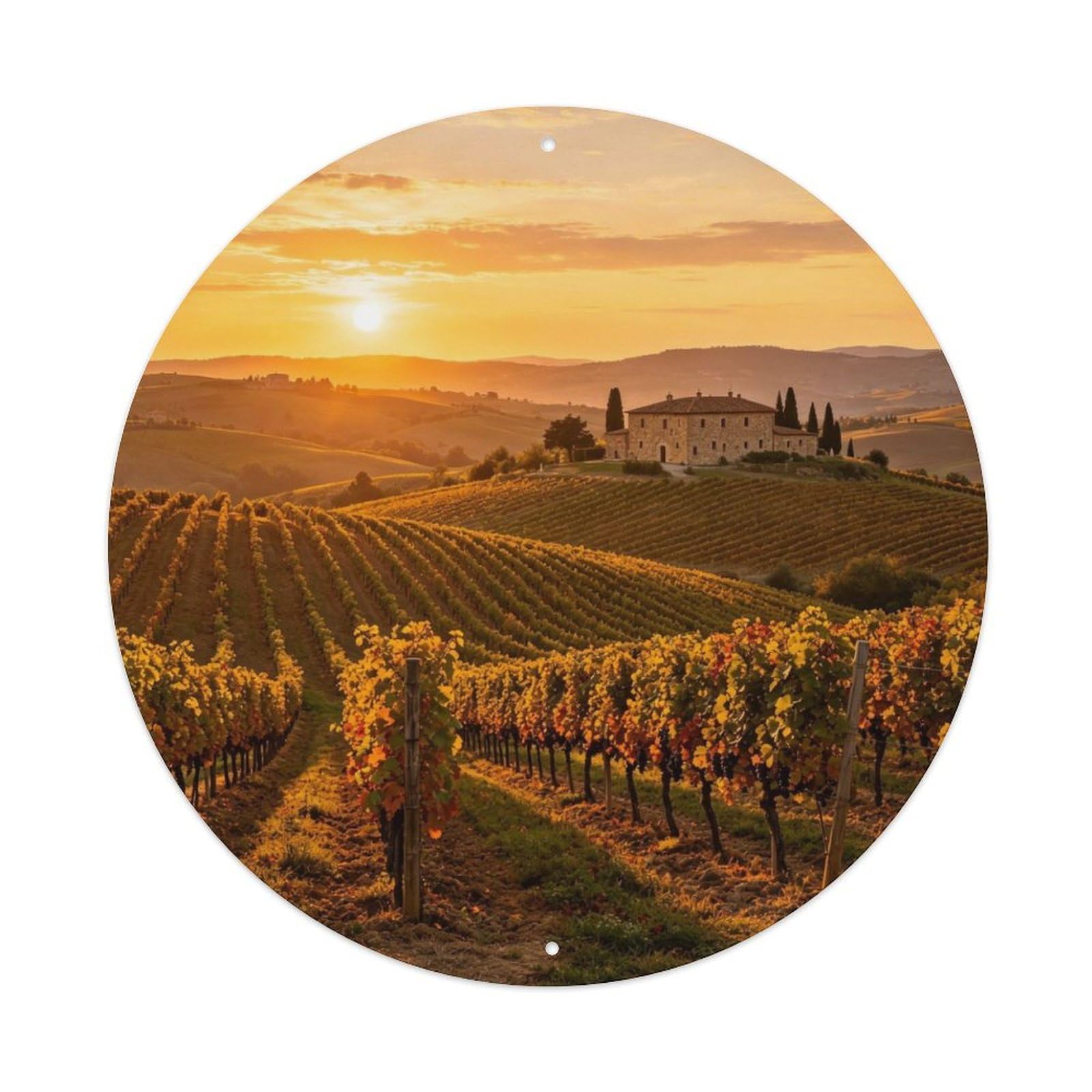 Tuscan Sunset Vineyard Metal Tin Sign Plaque
