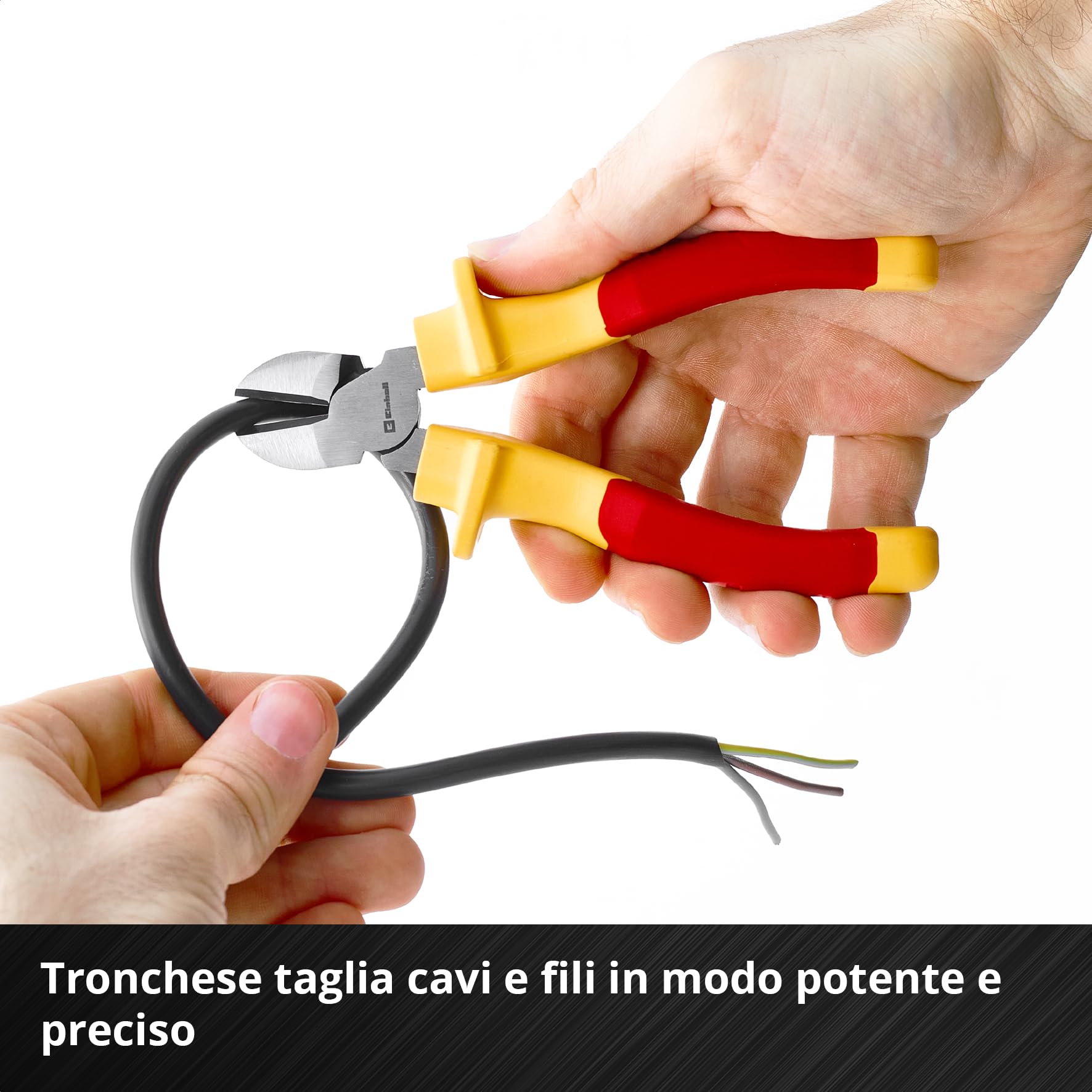 Einhell 3 pezzi set di pinze per elettricisti | Isolamento fino a 1.000 V | tronchese laterale | pinza spelafili | pinza telefonica | impugnature ergonomiche